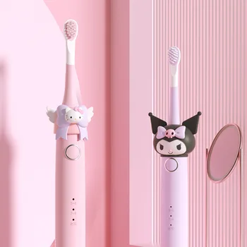 Sanrios Hello Kitty Kuromi Elektriskā zobu Suka Automātiskā Cute Karikatūra 3 ātrumu Uzlādējams Mīkstu spalvu Bezvadu Induktīvās Uzlādes