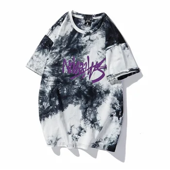 2023 Vasarā Jaunas Ielas Harajuku T-krekls Vīriešu Kokvilnas Hip-Hop kaklasaišu Krāsošanas Drukāt Vintage Topi Mīļotājiem T Īsās Piedurknes Zīmola Apģērbi