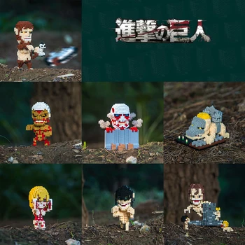 Uzbrukums Titāna Mikro Celtniecības Bloki JP Anime Multfilmu Bruņu Titan Dimanta Samontēti Modelis Mini Ķieģeļu Skaitli, Bērnu Rotaļlietas