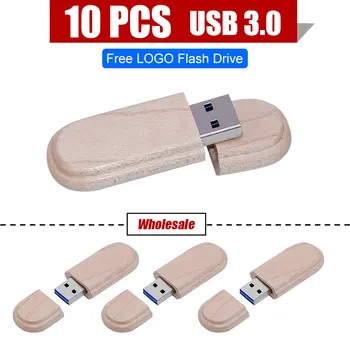 10pcs koka Flash Drive Bezmaksas Logo Kļavu USB Kasete Ar Pen Drive 64GB, 32GB, 4 GB Flash Disku, USB 3.0 Kāzu fotogrāfijas Dāvanas