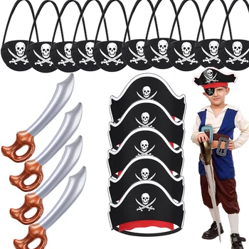 Pirātu Tēmu Pirātu Filca Cepuru Kapteinis Acu Plāksteri Pirātu Plastmasas Zobeni Pirātu Bērni Puse Rotājumi Dzimšanas diena