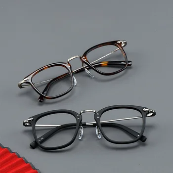 Tīra Titāna Brilles Metāla Rāmis Vīriešu, Sieviešu Retro Plāksnes Brilles Rāmis Biznesa Tuvredzība Rāmji, Brilles