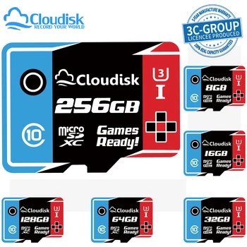 Cloudisk Micro SD Flash Atmiņas Karte 32GB 64GB, 128GB un 256 gb U3 V30 A1 Class 10 16GB 8GB 4 GB TF Microsd Kartes ar 3.C Grupas Licencee