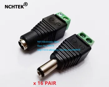 NCHTEK DC 5.5x2.1mm Vīriešu&Sieviešu Power Jack Adapteri Plug Connector/Bezmaksas piegāde/16Pairs(32pcs)