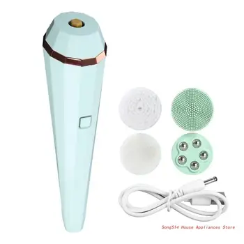 4 1 Elektrisko SEJAS Birstīte Sejas Ādu Spa Tīrīšana USB Lādējamu Massager Tīrītājs ar 4 Galvām 95AC
