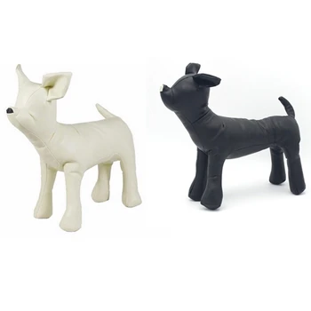 2gab Ādas Suņu Mannequins Stāvus Suns Modeļi Rotaļlietas Lolojumdzīvnieku Veikals Reklāmas Manekena S - Balta un Melna