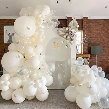 1 Iestatiet Baltās krāsas Balonu Vainags Pārredzamu Globos Balonu Arku, lai Kāzas, Bērnu Dušas, Dzimšanas dienas Puse Dekori