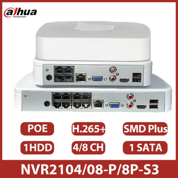 Dahua NVR2104/08-P/8P-S3 4/8 Kanāls Smart 1U 1HDD 4/8PoE Tīkla Video Ierakstītājs Drošības Aizsardzība Kamera 12 mp izšķirtspēja Onvif SMD Plus