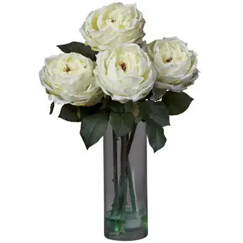 Rožu Mākslīgo Ziedu kompozīcijas, ar Vāzi, Balts Skaistums un zvērs partijas apdare Balto ziedu dekori kāzu Māti