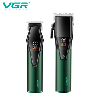 VGR Hair Clipper Profesionālo Matu Trimmeris Uzstādīt Elektrisko Matu Trimmeris Mašīna LED Displejs, Frizētava Elektriskā Clipper Vīriešiem V-677