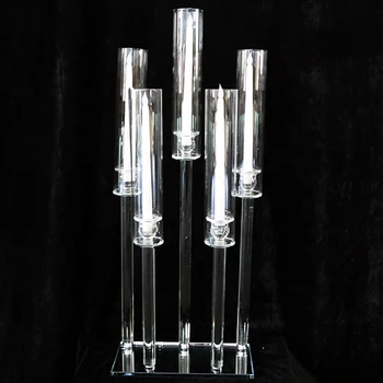Vairumtirdzniecības Crystal svece īpašnieks garš lētu kāzu svečturi akrila galda dekorēšana centerpieces ar cilindru pārdošanai
