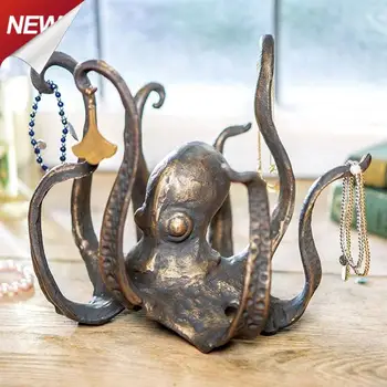 Astoņkājiem Statuja Unikālo Astoņkāji Skulptūru Amatniecības Desktop Mājas Apdare jautri Lietie Kausa Turētājs Universāls Sveķu Rotaslietas Turētājs