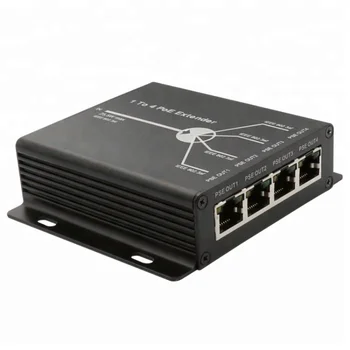 4) Ostas IEEE802.3af PoE Paplašinātājs par IP kameru Pagarināt 120m pārvades attāluma, 10/100M LAN portiem