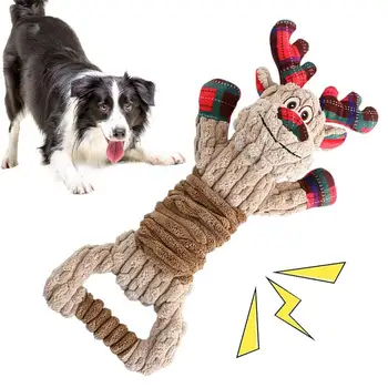 Ziemassvētku Suņu Rotaļlietas Interaktīvas Pet Košļāt Rotaļlietas Elastīgs Stiept Auduma Pet Produktu Dubultā Slāņa Auduma Pīkstošs Rotaļlietas Suņiem Kaķis