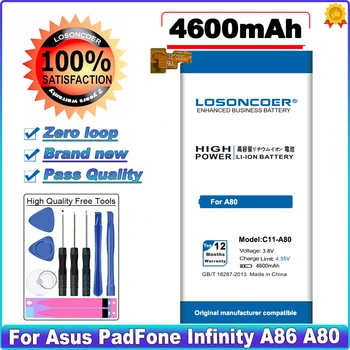 LOSONCOER 4600mAh C11-A80 Akumulatoru Asus PadFone Infinity A86 A80 Litija-jonu polimēru akumulators