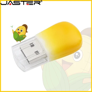 JASTER Cute Mini Multfilmu USB Flash Drives, 2.0 64GB, 32GB Jauno Dzelteno Kukurūzas Kodola Formas Pen Drive 16GB 8GB Labākās Dāvanu kartes Memory Stick