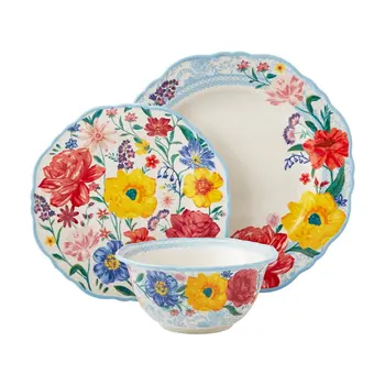 Izcili Ziedēšana 12-Gabals Keramikas Dinnerware Komplekts