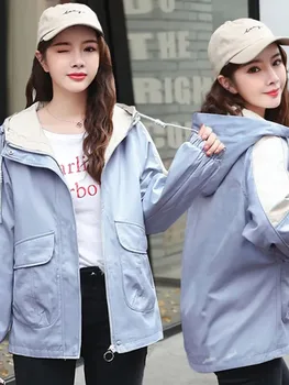 2023 Īsa Vējjaka Sieviešu Pavasara-Rudens Jaunu korejiešu Versija Modes Zaudēt Gadījuma Mazo Īss Mētelis Sieviešu Modes Ins