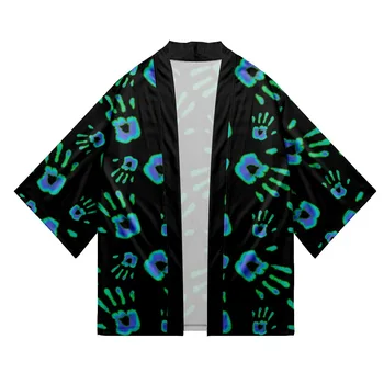 Radošā Handprint Drukāt Krekls Apģērbs Sieviešu Tradicionālo Haori Vīriešu Kimono Japāņu Streetwear Jaciņa Yukata Cosplay Topi