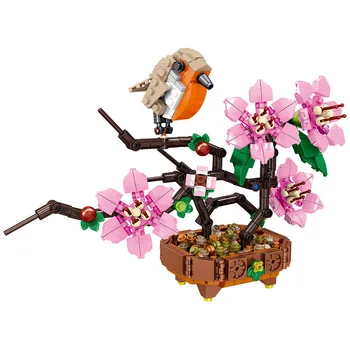 Creativo fai da te blocchi di costruzione fiore uccello pianta Pušķis skolas piens modello 3D decorazione della casa regalo giocatto