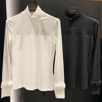 2023-Pavasarī un Rudenī Sieviešu Jaunu Golfa ar garām Piedurknēm T-krekls Plānas Apakšā Augstas Apkakles Džemperis Modes Universāls Stils
