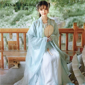 Ķīnas Senās kultūras Hanfu Sievietēm Tang Dynasty Elegants Pasaku Izšuvumi Linga Top Svārki Cosplay Kostīmi 3PCS Komplekti