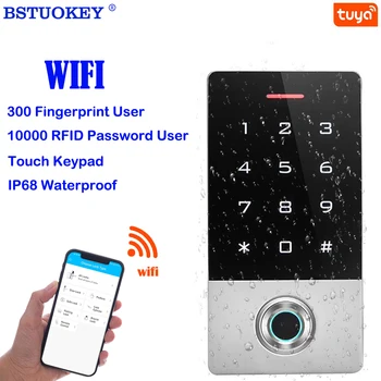 WIFI Tuya Lietotni Smart Durvju Bloķēšana Apgaismojums Metāla Touch Tastatūra pirkstu Nospiedumu 125Khz RFID Kartes Piekļuves Kontroles Sistēmas 10000 Lietotājs