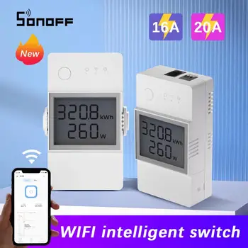 SONOFF Wifi POW Elite Smart Power Meter Slēdzis 16A / 20A Smart Home Slēdzis LCD Ekrāns Atbalsta Alexa, Google Home EWeLink App