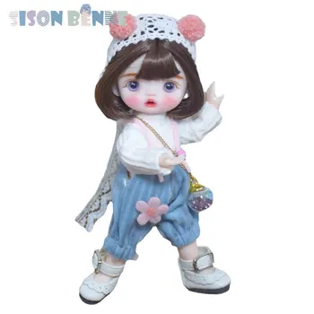 SISON BENNE Mini 15cm Augstumu Meitene Lelle Bērniem Rotaļlietas, ar Pilnu komplektu Tērpiem Dabīgas Sejas Grims