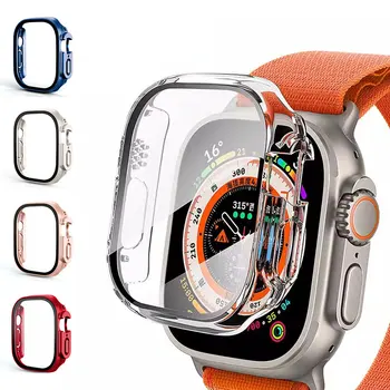 Stikla+Case For Apple Skatīties Piederumi 49mm Smartwatch PC Bampers+Ekrāna Aizsargs, Rūdīts Vāks Apple Skatīties Ultra Gadījumā