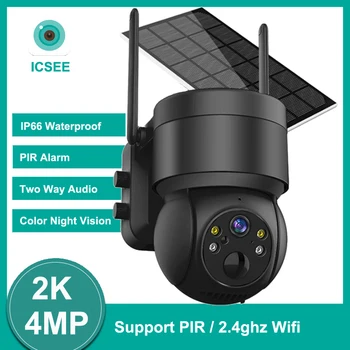 ICSEE 4MP Wifi Saules PTZ Āra Ūdensizturīgu IP66 Krāsains Nakts Redzamības divvirzienu Audio PIR Atklāt Saules Enerģijas Akumulators IP Kameras
