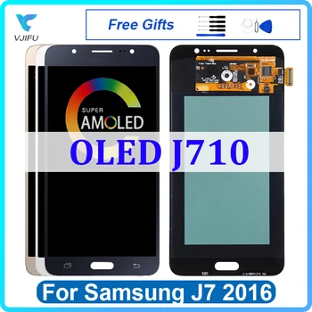 OLED Ekrāns Samsung Galaxy J7 2016 J710 LCD Displejs, Touch Screen J710F J710M J710FN Digitizer Montāža Nomaiņa, Remonts