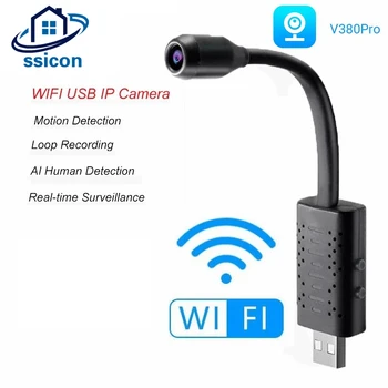 MINI USB, WIFI, Fotokamera V380 Pro Smart Home CCTV Iekštelpu Bezvadu Drošības Kameru 720P