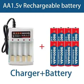 2023 Jaunu Tagu AA baterijas 9800 mah akumulators AA 1.5 V Uzlādējams Jaunā Alcalinas drummey +1gb 4-cell bateriju lādētāju