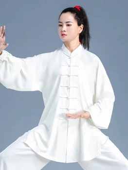 Kung Fu Tai Chi Apģērbu Cīņas Mākslas Drēbes Taiczicjuaņ Ušu Vienotu Elpojošs Noslēgta 2022 Jaunu Stilu Balts