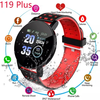 Jaunu 119 Plus Smart Skatīties Vīrieši Sievietes Bluetooth Digitālo Skatīties asinsspiediens, Sirdsdarbības monitoringa Fitnesa Tracker aproces PK Y68