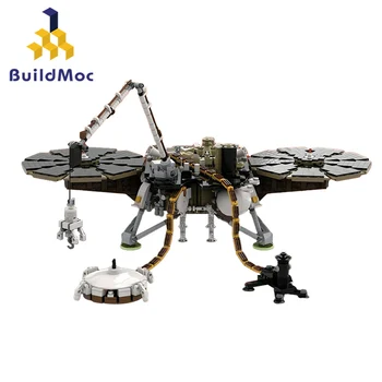 BuildMoc Marsa Izpētes Lander Celtniecības Bloku Uzstādīt Kosmosa Marsa InSighted Detektora Zondi Ķieģeļi, Rotaļlietas, Bērnu Dzimšanas Dienas Dāvanas