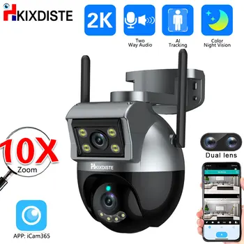10X Tālummaiņa, Duālā Len 2K PTZ Wifi Āra Kameras Bezvadu Mājas CCTV Drošības Uzraudzības divvirzienu Audio ar Kameru, Auto Izsekošana iCam365