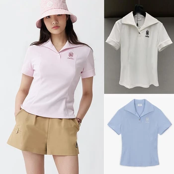 Korejiešu Jaunā 2023 Golfa Sieviešu Uzvalks Polo Kakla Top Golf Vasaras Ikdienas Multi Krāsu Elastīga Jostas Šorti Apģērbi