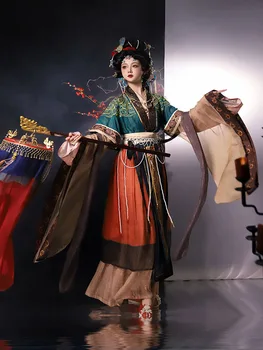 Ķīnas Hanfu Kleita Sievietēm Vintage Tradicionālais Karnevāls Un Halloween Cosplay Kostīmu 2023 Vasaras Zaļās Un Sarkanās Izšuvumi Hanfu Kleita