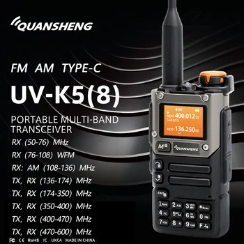 Quansheng UV K5 (8) Walkie Talkie Portatīvo Am Fm divvirzienu Radio Kolektoru Stacijas Amatieru Šķiņķis Bezvadu āķu Diapazona Uztvērējs