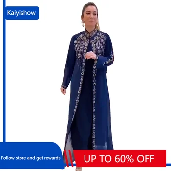 Musulmaņu Kaftan Abaya Kleita Sievietēm Dubaija Turcijas Puse Kleitas Šifona Eleganta Vakarkleita Āfrikas Boubou 2 Gabals Apģērbs Atvērt Drēbes