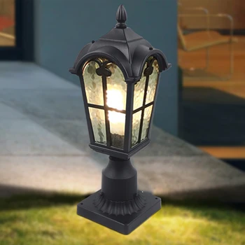 Pīlārs Gaismas LED Āra Ceļu Lampas Žogu, Pagalmā Apgaismes Armatūru Dārza Dekori Zālienu Laternu Vintage Pastu Gaiši Melna