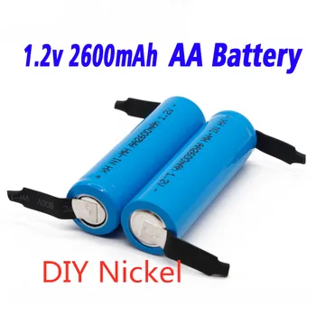 AA Uzlādējamas Baterijas 1,2 V 2600mAh AA NiMH Akumulatoru ar Lodēšanas Tapām DIY Elektrisko Skuvekli zobu suka Rotaļlietas
