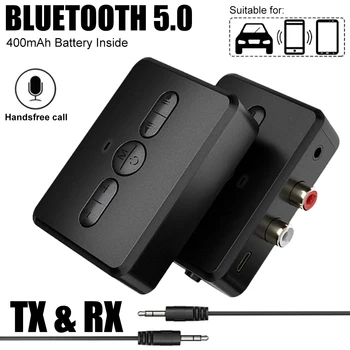 Bluetooth 5.0 Audio Uztvērēju ar Raidītāju Audio Mūziku USB Dongle Stereo Bezvadu Adapteri AUX Jack RCA un 3,5 mm Speaker TV Auto PC
