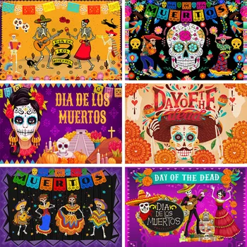 Mocsicka Dienā, Dead Backdrops Mexican Sugar Skull Fotogrāfijas Fona Dia De Los Muertos Dress-Up Puse Dekori Banner