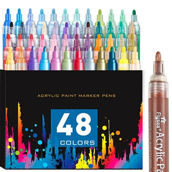 48 Krāsas Mākslas Marķieri 2mm Padoms Akrila Pildspalvas netoksisks Akrila Pildspalvas Ūdensizturīgs Grafiti Marķieri DIY Krāsas Pildspalvu Mākslas Piederumi