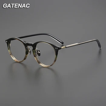 Vintage Acetāts Titāna Briļļu Rāmis Vīriešu 2023 Jaunas Receptes Tuvredzība Brilles Rāmis Sievietēm Retro Luksusa Zīmolu Optika Brilles