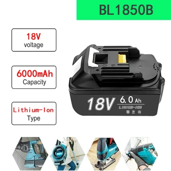 Uzlādējams 18 V 6000mAh Li-ion Baterija 18v, Makita Akumulatoru BL1840 BL1850 BL1830 BL1860B LXT 400 18650 akumulatoru BL1860