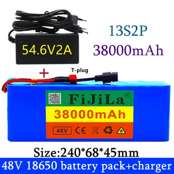 48V 38Ah 13S2P 18650batterie pack1000W lieljaudas batterien 54,6V38000mAh Ebike elektrische fahrrad BMS mit Ladegerät T-stecker